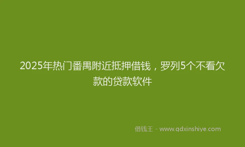 2025年热门番禺附近抵押借钱，罗列5个不看欠款的贷款软件