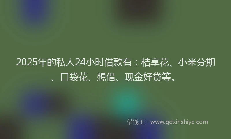 2025年的私人24小时借款有：桔享花、小米分期、口袋花、想借、现金好贷等。