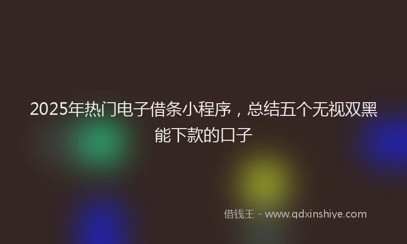 2025年热门电子借条小程序，总结五个无视双黑能下款的口子