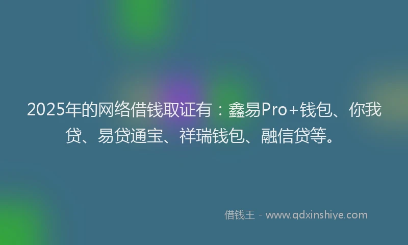 2025年的网络借钱取证有：鑫易Pro+钱包、你我贷、易贷通宝、祥瑞钱包、融信贷等。
