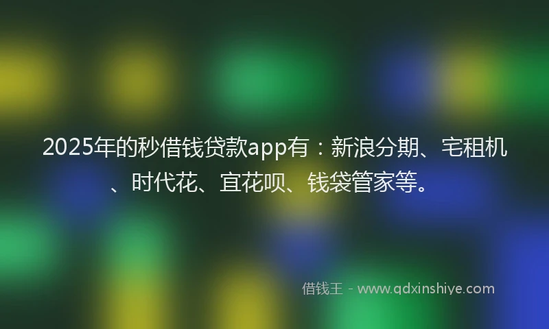 2025年的秒借钱贷款app有：新浪分期、宅租机、时代花、宜花呗、钱袋管家等。