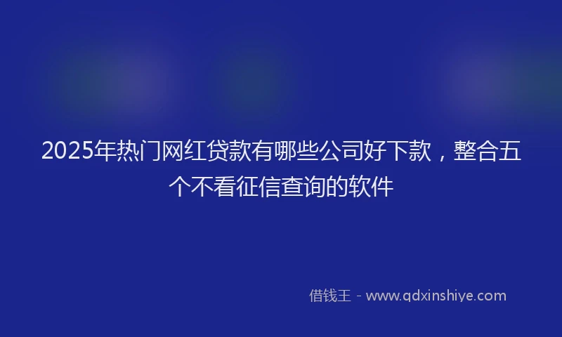 2025年热门网红贷款有哪些公司好下款，整合五个不看征信查询的软件