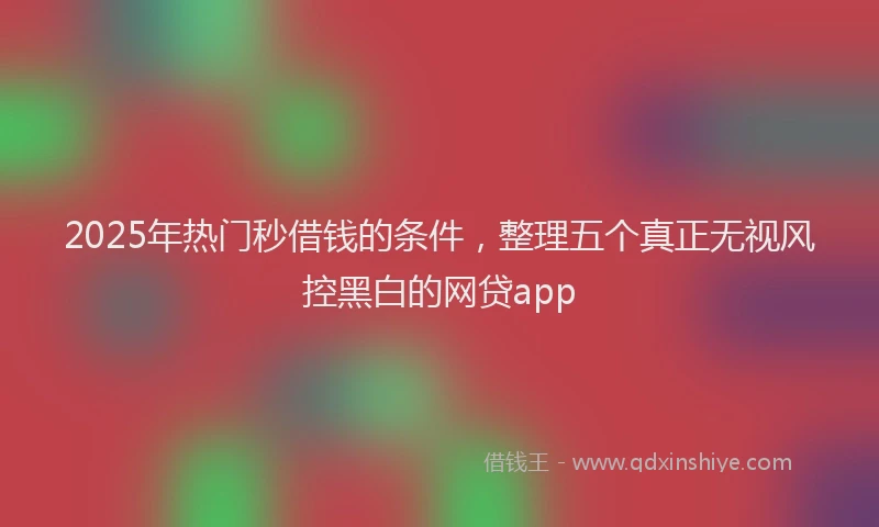 2025年热门秒借钱的条件，整理五个真正无视风控黑白的网贷app