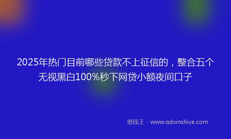 2025年热门目前哪些贷款不上征信的，整合五个无视黑白100%秒下网贷小额夜间口子