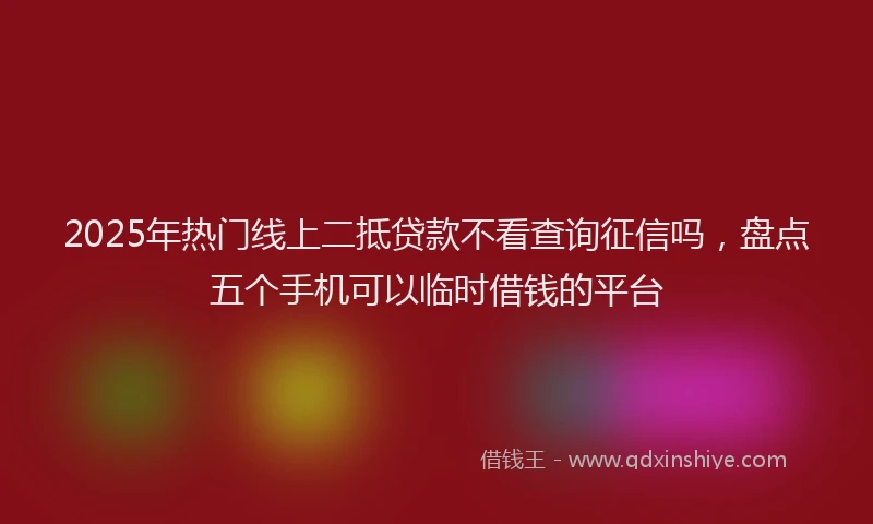 2025年热门线上二抵贷款不看查询征信吗，盘点五个手机可以临时借钱的平台