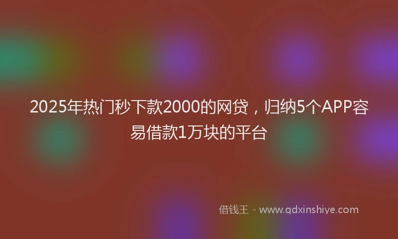 2025年热门秒下款2000的网贷，归纳5个APP容易借款1万块的平台