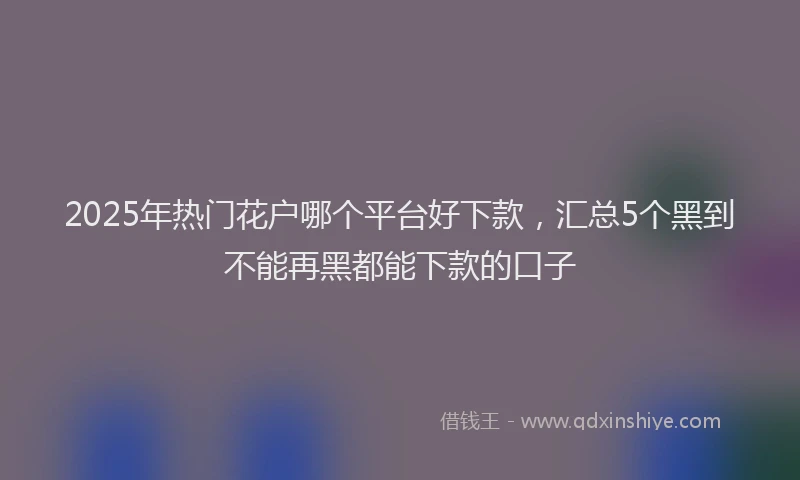 2025年热门花户哪个平台好下款，汇总5个黑到不能再黑都能下款的口子