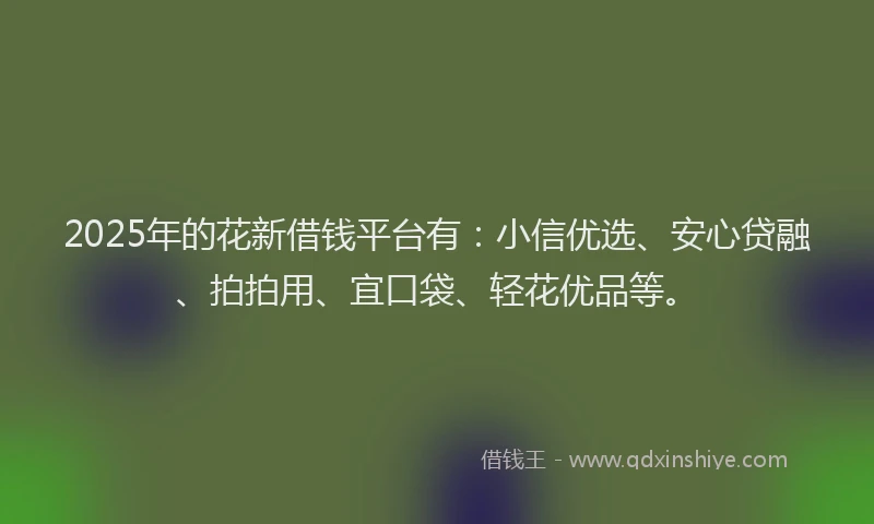 2025年的花新借钱平台有：小信优选、安心贷融、拍拍用、宜口袋、轻花优品等。