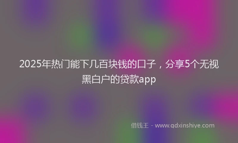 2025年热门能下几百块钱的口子，分享5个无视黑白户的贷款app
