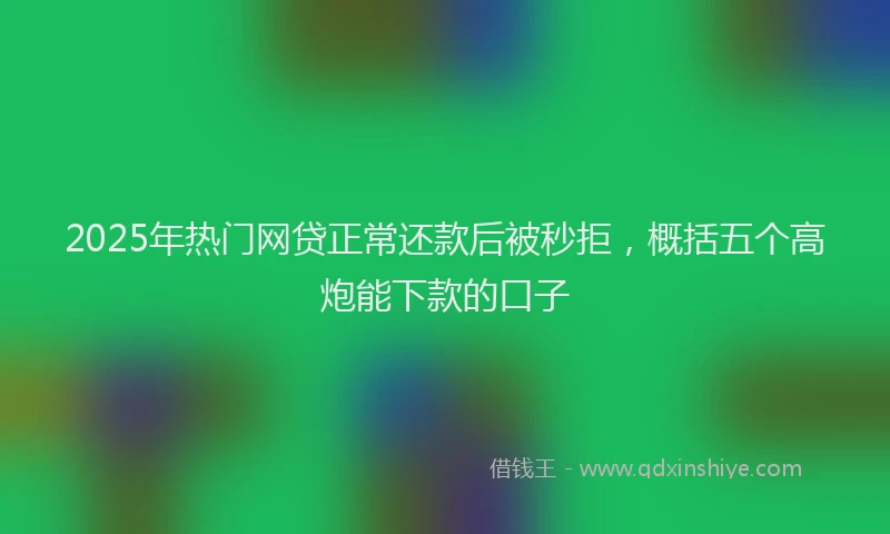 2025年热门网贷正常还款后被秒拒，概括五个高炮能下款的口子