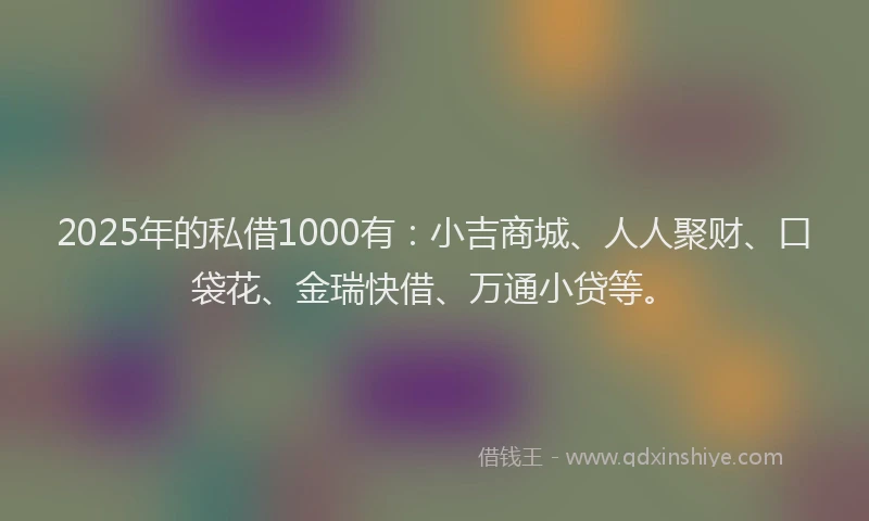 2025年的私借1000有：小吉商城、人人聚财、口袋花、金瑞快借、万通小贷等。