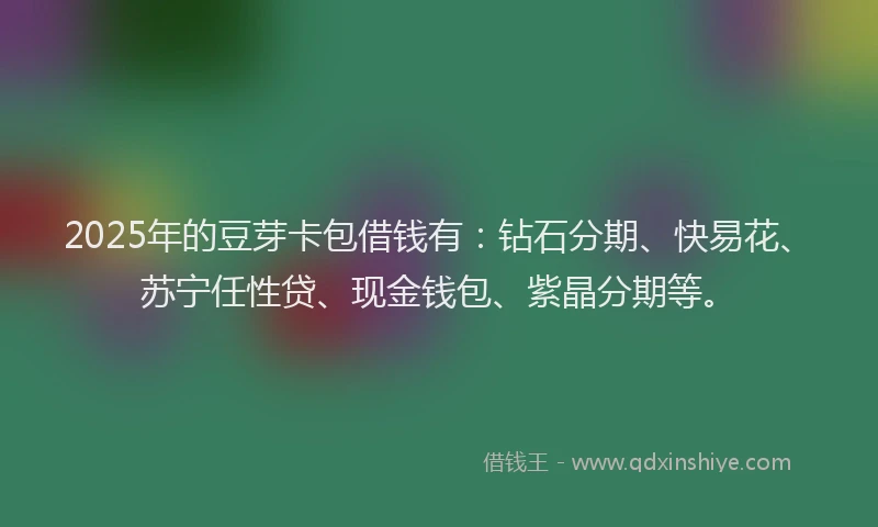 2025年的豆芽卡包借钱有：钻石分期、快易花、苏宁任性贷、现金钱包、紫晶分期等。