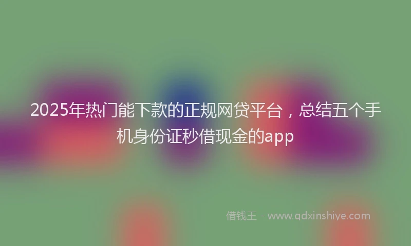 2025年热门能下款的正规网贷平台，总结五个手机身份证秒借现金的app