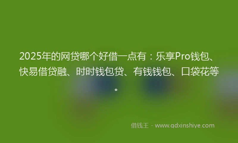 2025年的网贷哪个好借一点有：乐享Pro钱包、快易借贷融、时时钱包贷、有钱钱包、口袋花等。
