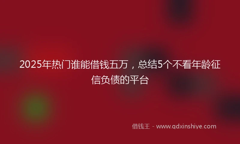 2025年热门谁能借钱五万，总结5个不看年龄征信负债的平台