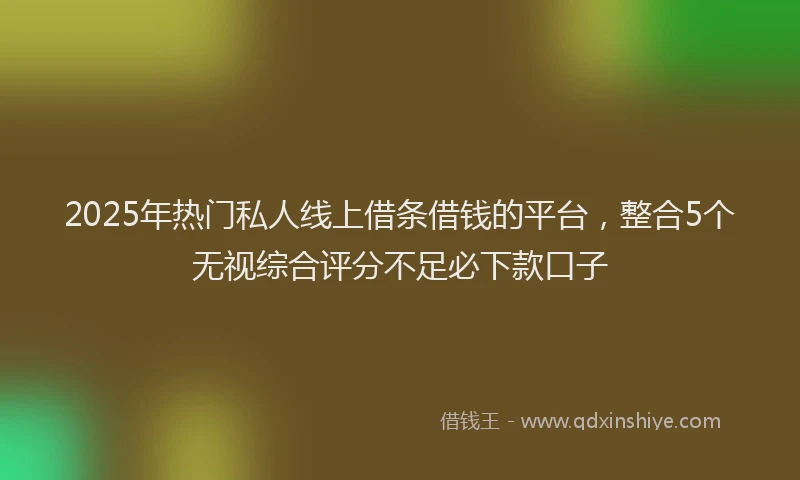 2025年热门私人线上借条借钱的平台，整合5个无视综合评分不足必下款口子