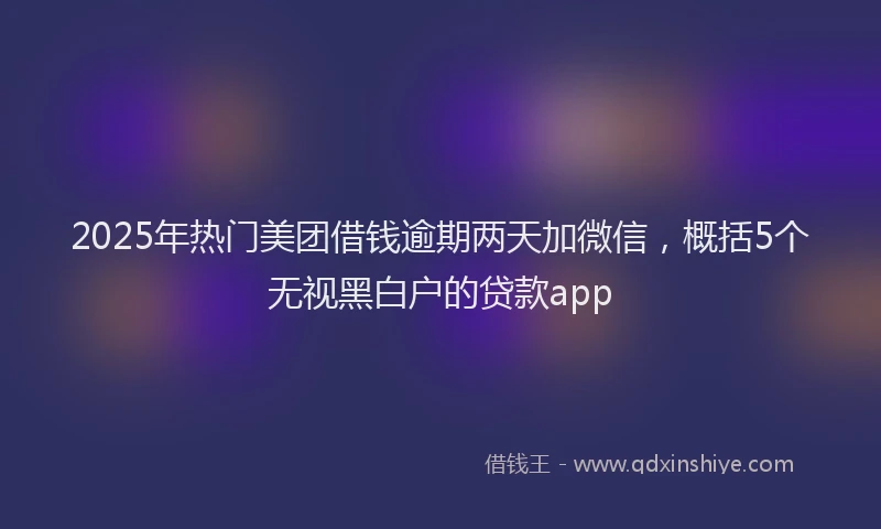 2025年热门美团借钱逾期两天加微信，概括5个无视黑白户的贷款app
