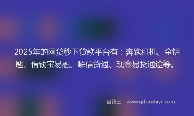 2025年的网贷秒下贷款平台有：奔跑租机、金钥匙、借钱宝易融、瞬信贷通、现金易贷通途等。