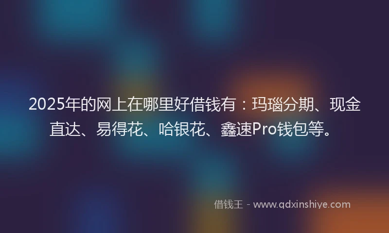 2025年的网上在哪里好借钱有：玛瑙分期、现金直达、易得花、哈银花、鑫速Pro钱包等。