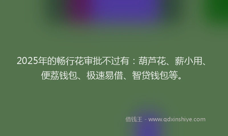 2025年的畅行花审批不过有：葫芦花、薪小用、便荔钱包、极速易借、智贷钱包等。