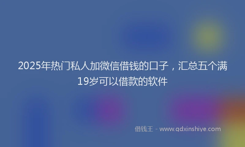 2025年热门私人加微信借钱的口子，汇总五个满19岁可以借款的软件