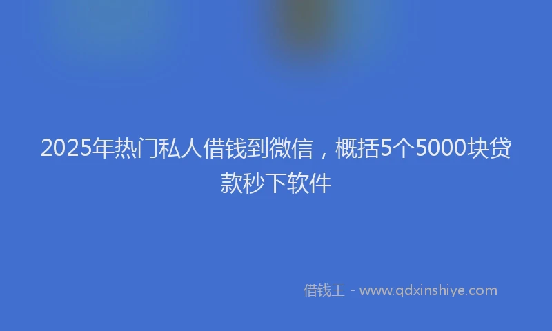 2025年热门私人借钱到微信，概括5个5000块贷款秒下软件