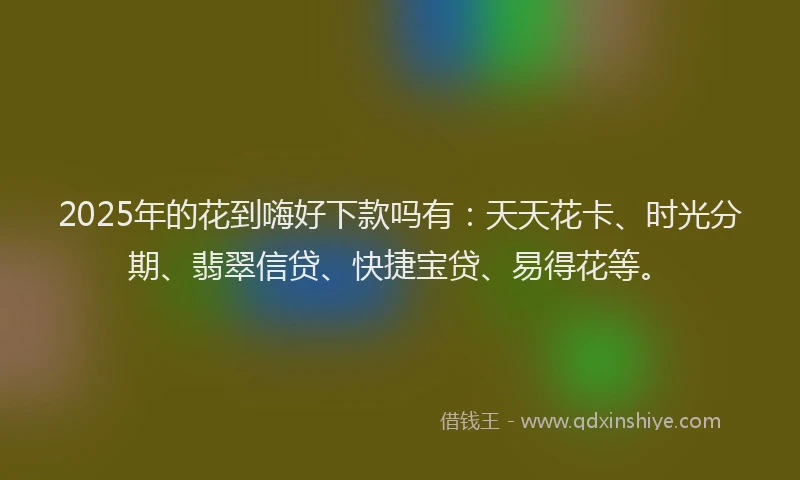 2025年的花到嗨好下款吗有：天天花卡、时光分期、翡翠信贷、快捷宝贷、易得花等。