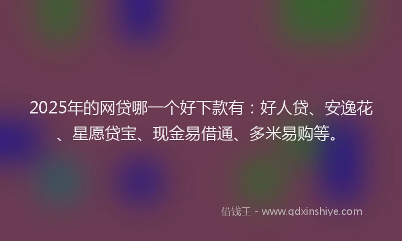 2025年的网贷哪一个好下款有：好人贷、安逸花、星愿贷宝、现金易借通、多米易购等。