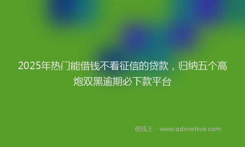 2025年热门能借钱不看征信的贷款，归纳五个高炮双黑逾期必下款平台