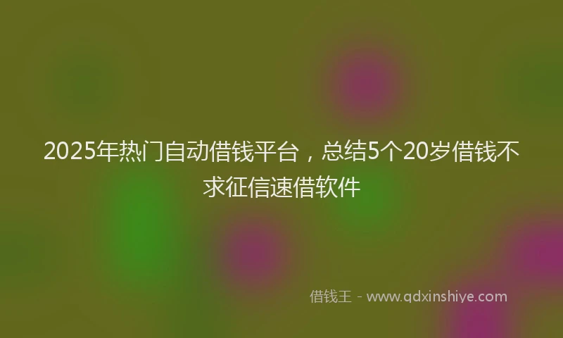 2025年热门自动借钱平台，总结5个20岁借钱不求征信速借软件