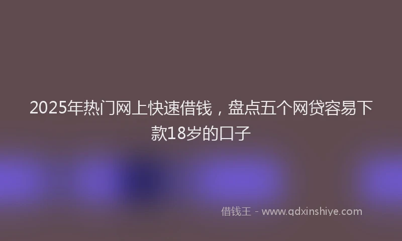 2025年热门网上快速借钱，盘点五个网贷容易下款18岁的口子