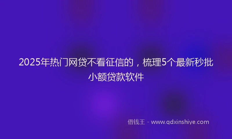 2025年热门网贷不看征信的，梳理5个最新秒批小额贷款软件