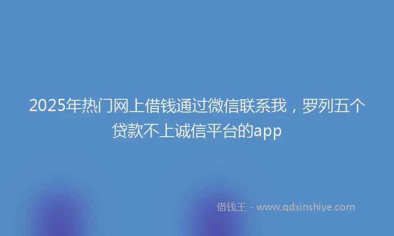 2025年热门网上借钱通过微信联系我，罗列五个贷款不上诚信平台的app