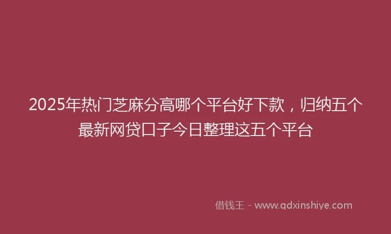 2025年热门芝麻分高哪个平台好下款，归纳五个最新网贷口子今日整理这五个平台