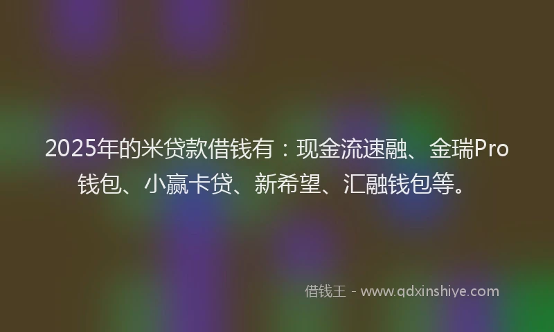 2025年的米贷款借钱有：现金流速融、金瑞Pro钱包、小赢卡贷、新希望、汇融钱包等。