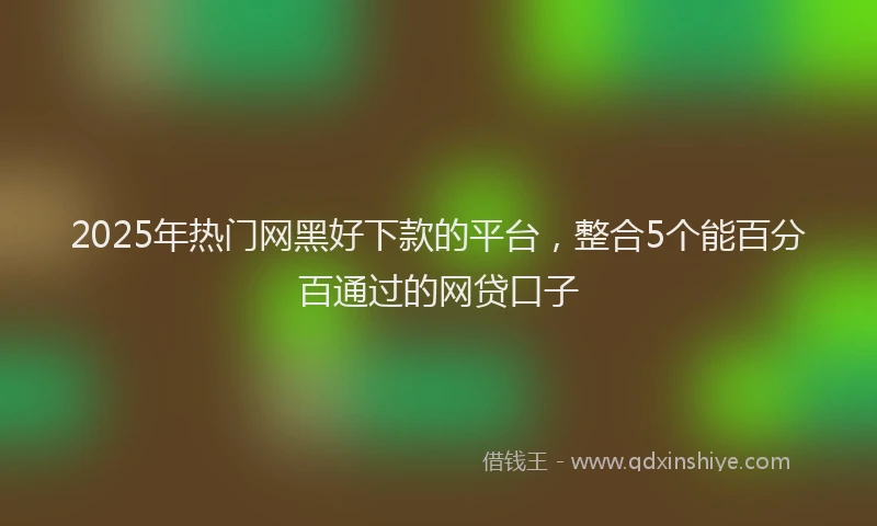 2025年热门网黑好下款的平台，整合5个能百分百通过的网贷口子