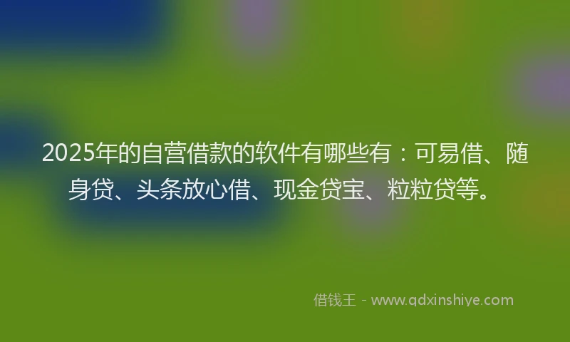 2025年的自营借款的软件有哪些有：可易借、随身贷、头条放心借、现金贷宝、粒粒贷等。