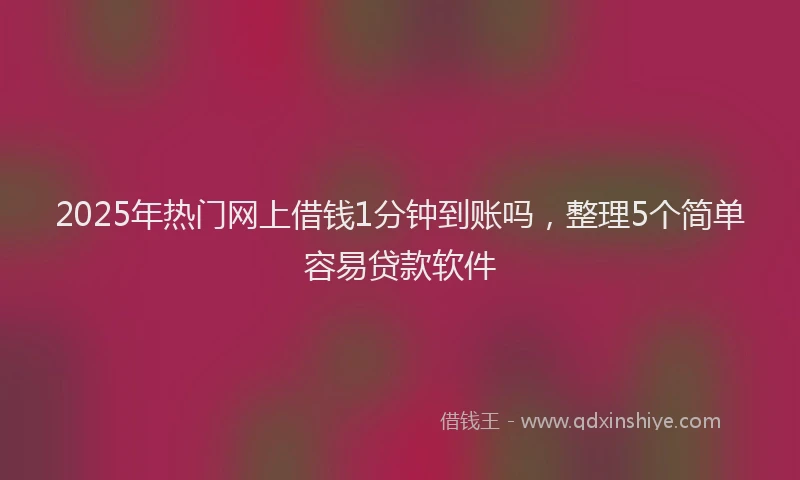 2025年热门网上借钱1分钟到账吗，整理5个简单容易贷款软件