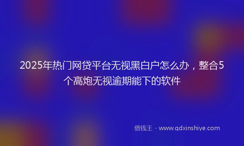 2025年热门网贷平台无视黑白户怎么办，整合5个高炮无视逾期能下的软件