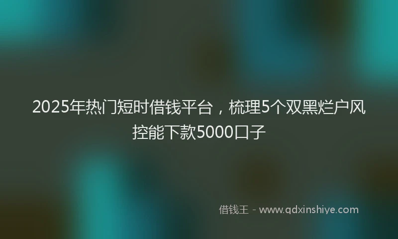 2025年热门短时借钱平台，梳理5个双黑烂户风控能下款5000口子