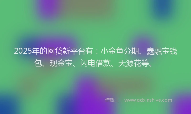 2025年的网贷新平台有：小金鱼分期、鑫融宝钱包、现金宝、闪电借款、天源花等。