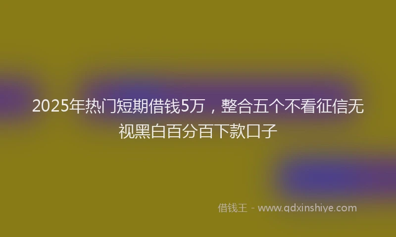 2025年热门短期借钱5万，整合五个不看征信无视黑白百分百下款口子