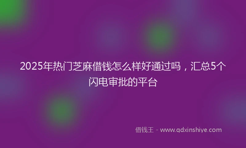 2025年热门芝麻借钱怎么样好通过吗，汇总5个闪电审批的平台