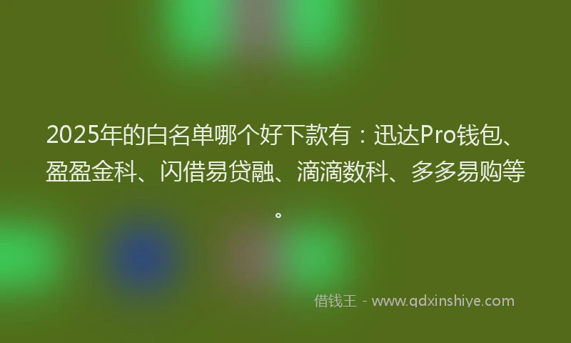 2025年的白名单哪个好下款有：迅达Pro钱包、盈盈金科、闪借易贷融、滴滴数科、多多易购等。