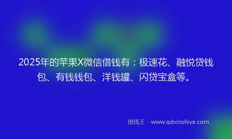 2025年的苹果X微信借钱有：极速花、融悦贷钱包、有钱钱包、洋钱罐、闪贷宝盒等。