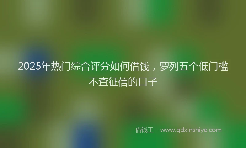 2025年热门综合评分如何借钱，罗列五个低门槛不查征信的口子