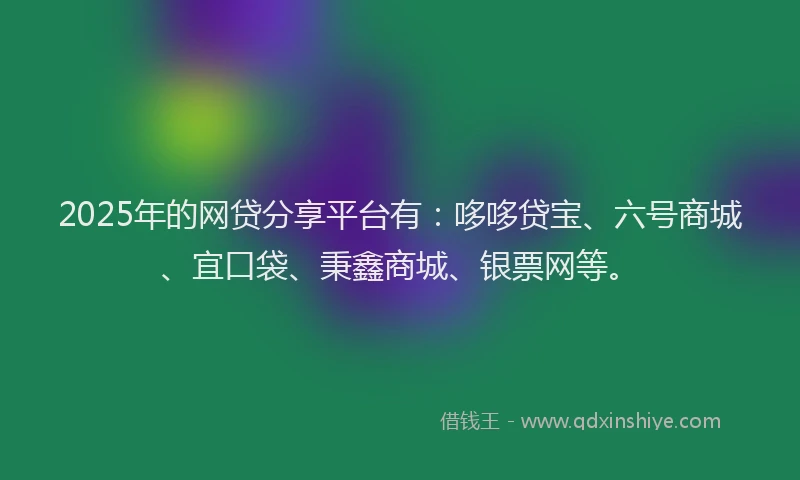 2025年的网贷分享平台有：哆哆贷宝、六号商城、宜口袋、秉鑫商城、银票网等。