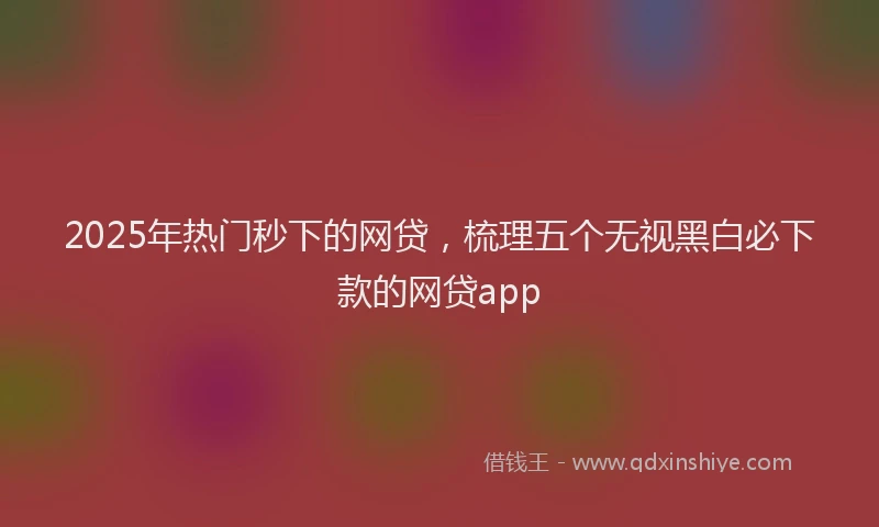 2025年热门秒下的网贷，梳理五个无视黑白必下款的网贷app