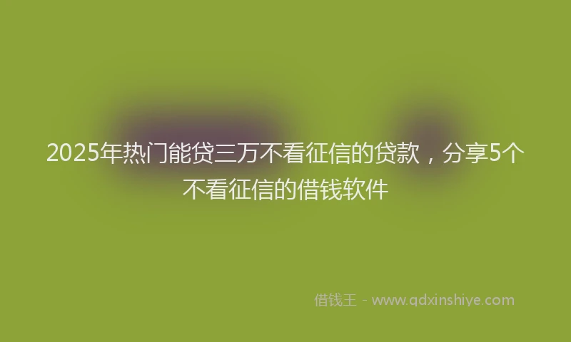 2025年热门能贷三万不看征信的贷款，分享5个不看征信的借钱软件