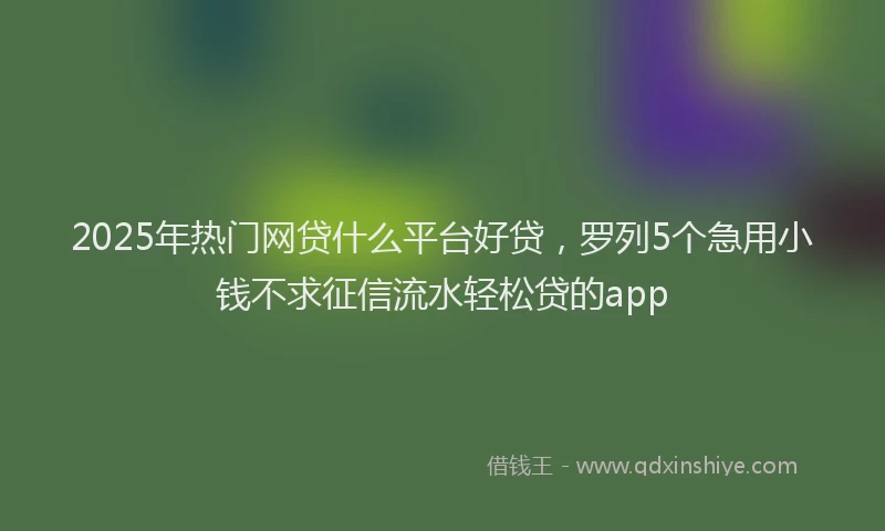 2025年热门网贷什么平台好贷，罗列5个急用小钱不求征信流水轻松贷的app